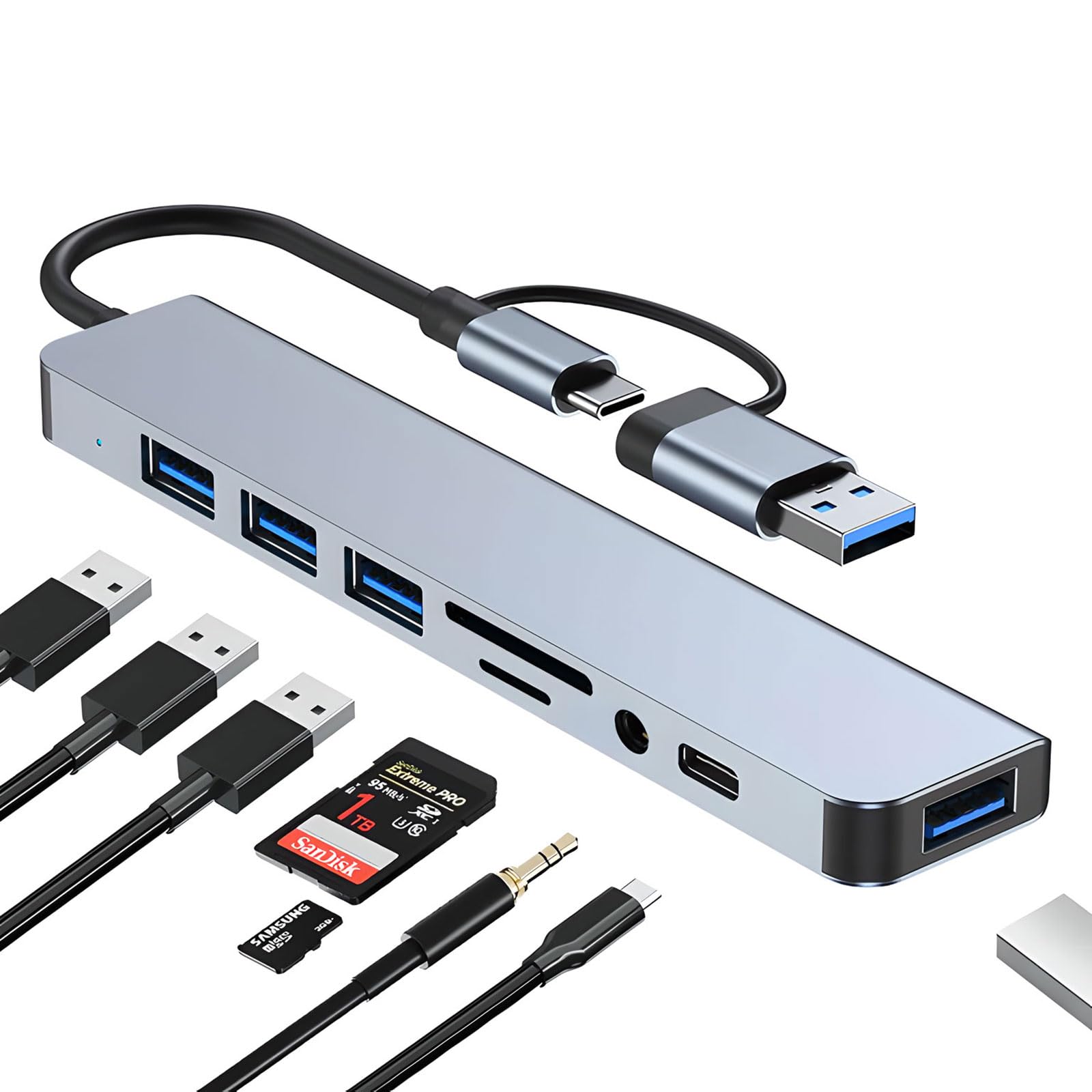 Amazon.com: USB C Hub, 8 in 2 USB Multiport Adapter with USB 3.0