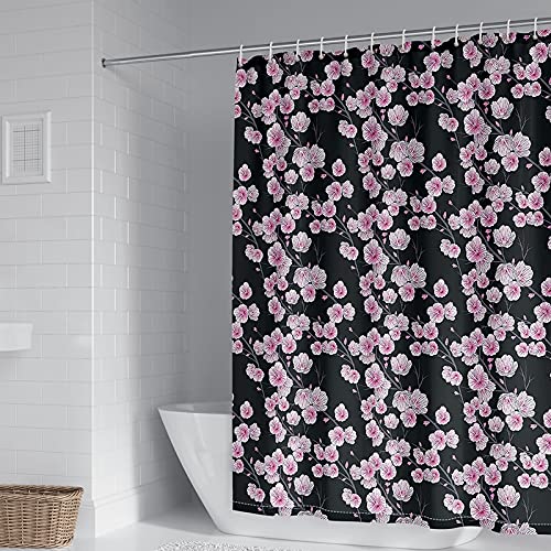 Rideau de douche polyester KnSam 180x200cm lavable imprimé fleurs roses - 2