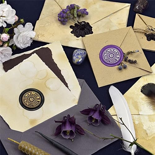 Miniatura 3 de CRASPIRE Sello de cera de doce constelaciones, sello de cera de 1.181 in, retro, vintage, extraíble, latón, cabeza con mango de madera, para