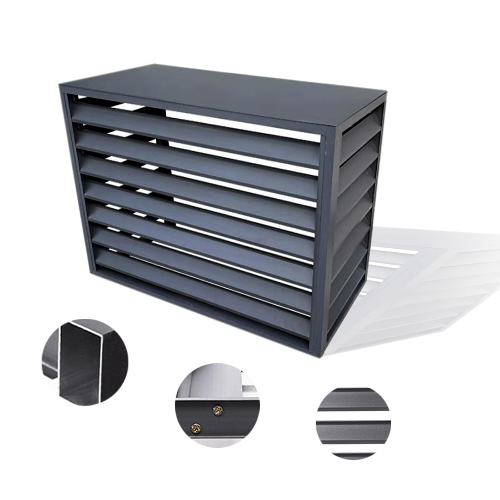 AYCDL Freestanding Louvered Air Conditioner Cover - Durable Aluminum Alloy Privacy Fence & Space Divider for Outdoor AC Units,Grey-110x60x80cm