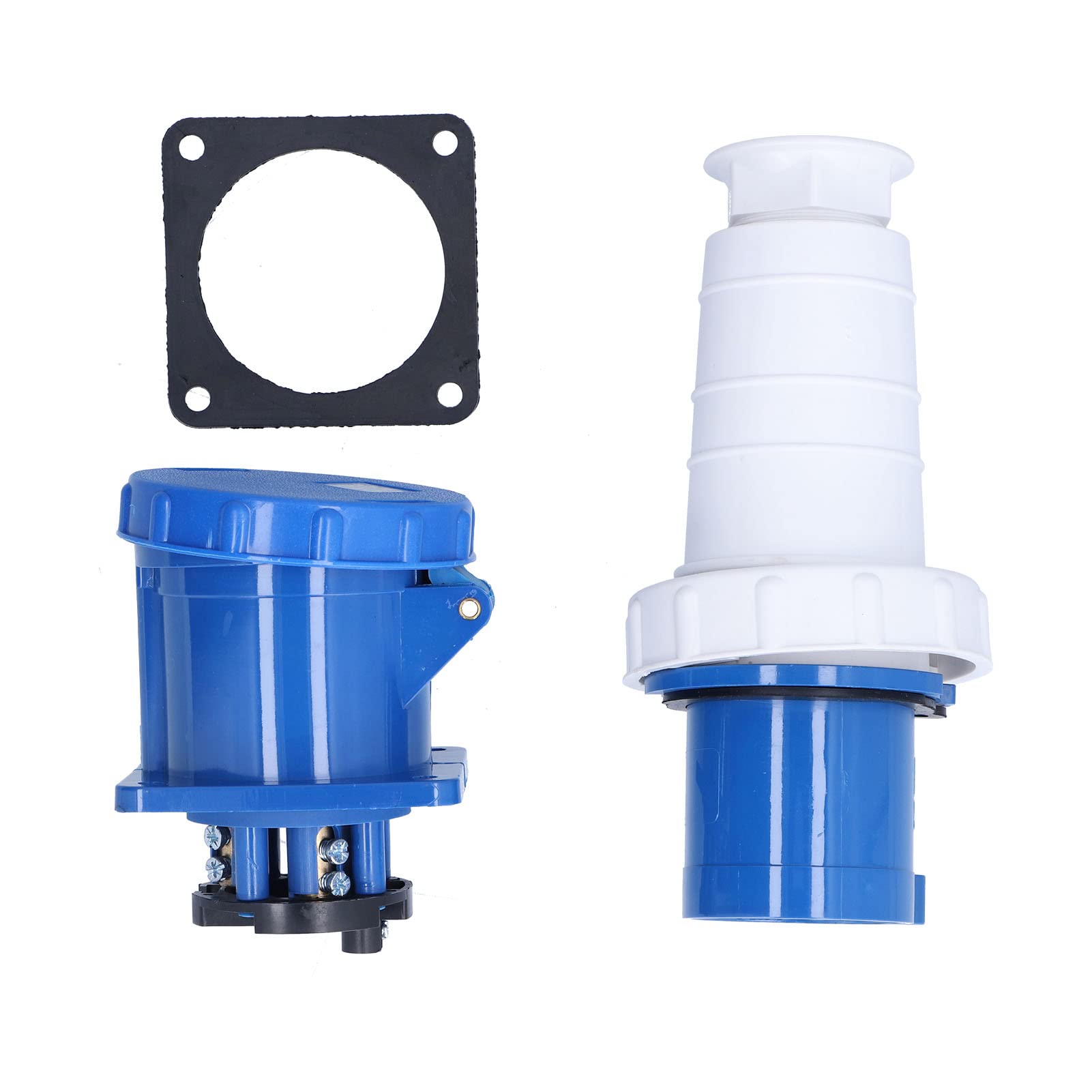 Fafeicy Jeu de Prises et Prises Industrielles, 220‑250V 63A 2P+T IP67 Connecteur Étanche 3 Broches 3 Phases Prise Dissimulée, pour Fabrication Industrielle, Opérations Commerciales, Production