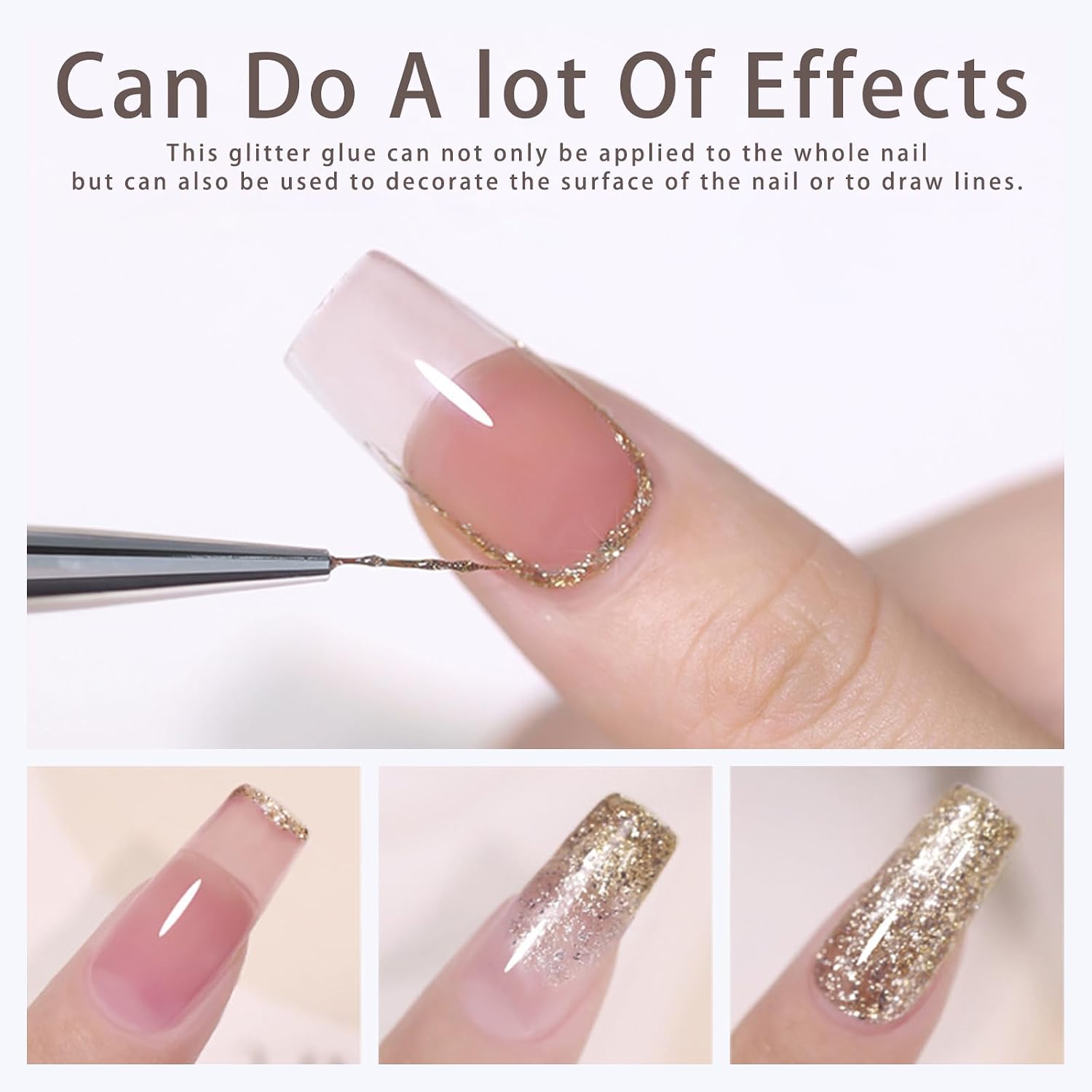 4 Colors Glitter Painting Gel for Nail Art, Silver Gold Black Painted Metal Platinum Drawing Liner Gel Nail Paint Sparkling Soak Off for DIY