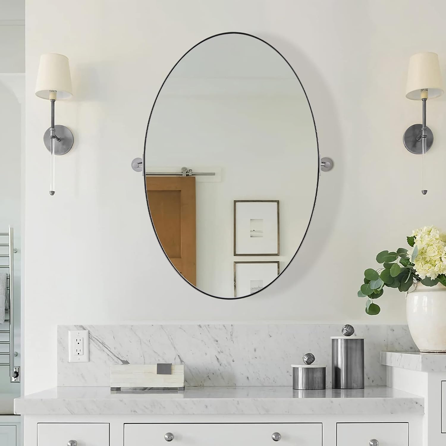 ANDY STAR Chrome Bathroom Mirror, Pivot Mirror Oval Bathroom Mirror