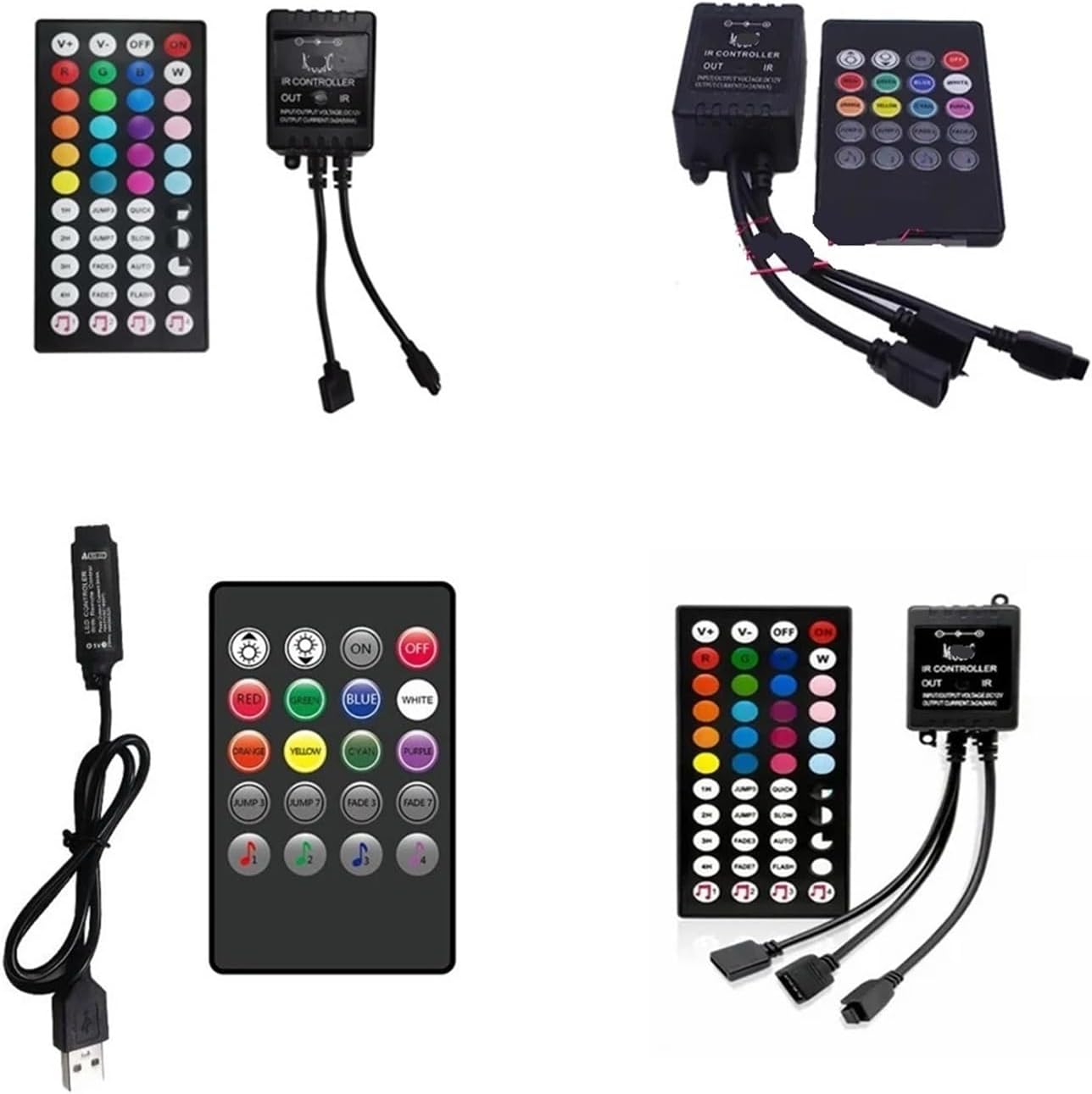 5-24V 20 ミュージックキー赤外線コントローラー USB ブラックリモートサウンドセンサー RGB LED ストリップ用(44