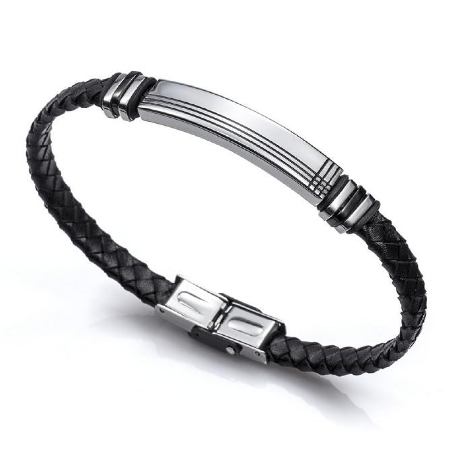 ViceroyBrazalete Moderno para Hombre, de Acero Inoxidable y Piel 21.5 cm - 6300P01010