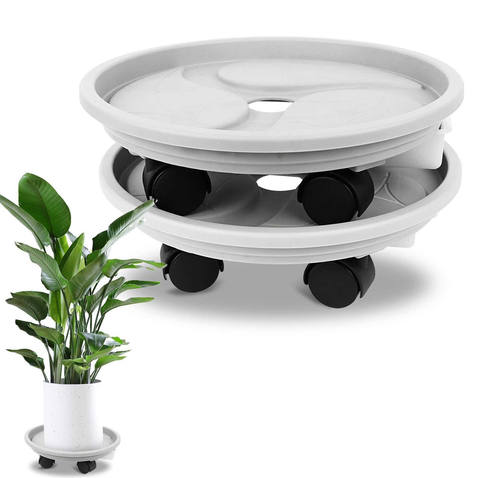 Confezione da 2 contenitori per fioriere da 24 cm, con rotelle