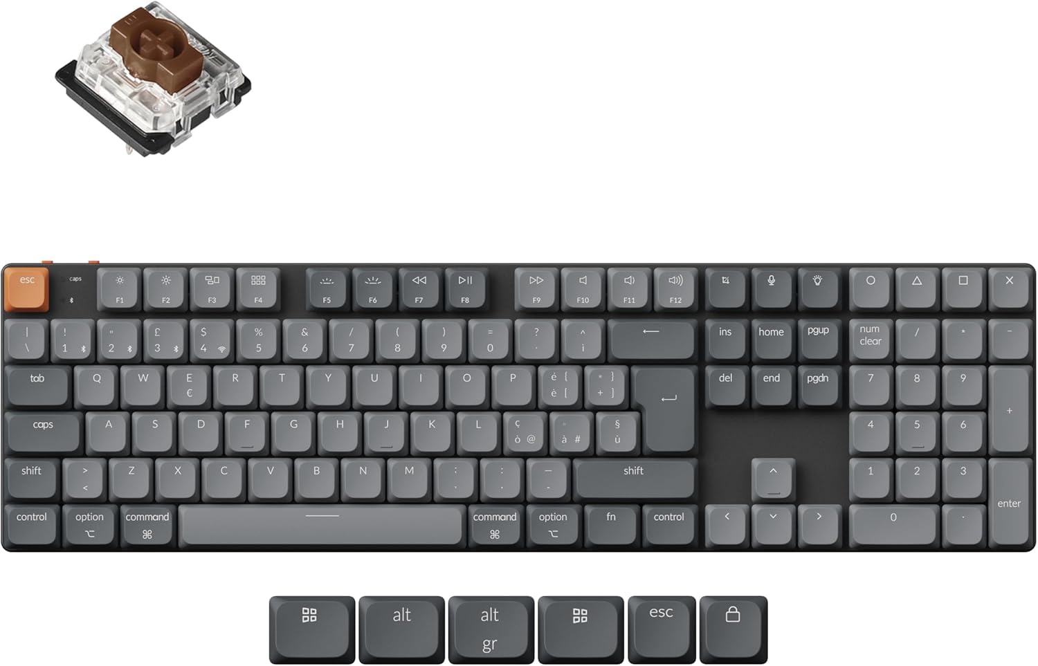 Keychron K5 Max Tastiera Meccanica Wireless – Layout Italiano QWERTY, Tripla Connessione (Bluetooth/2.4GHz/USB-C), Hot-Swappable, Compatibile con Mac/Windows/Linux - Switch Low-Profile Gateron Brown