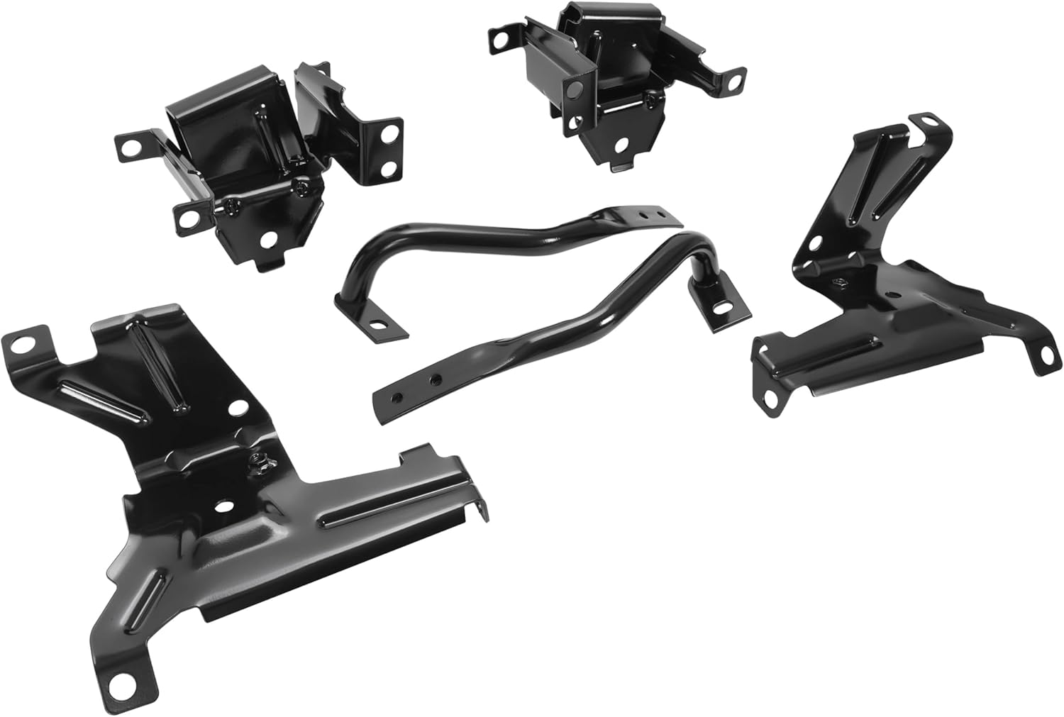 HECASA Front Bumper Bracket Set Compatible with 2007-2013 GMC Sierra 1500 Powder Coated Black Replacement for 22767057 22767056 22861859 22861858 15901539 15901538