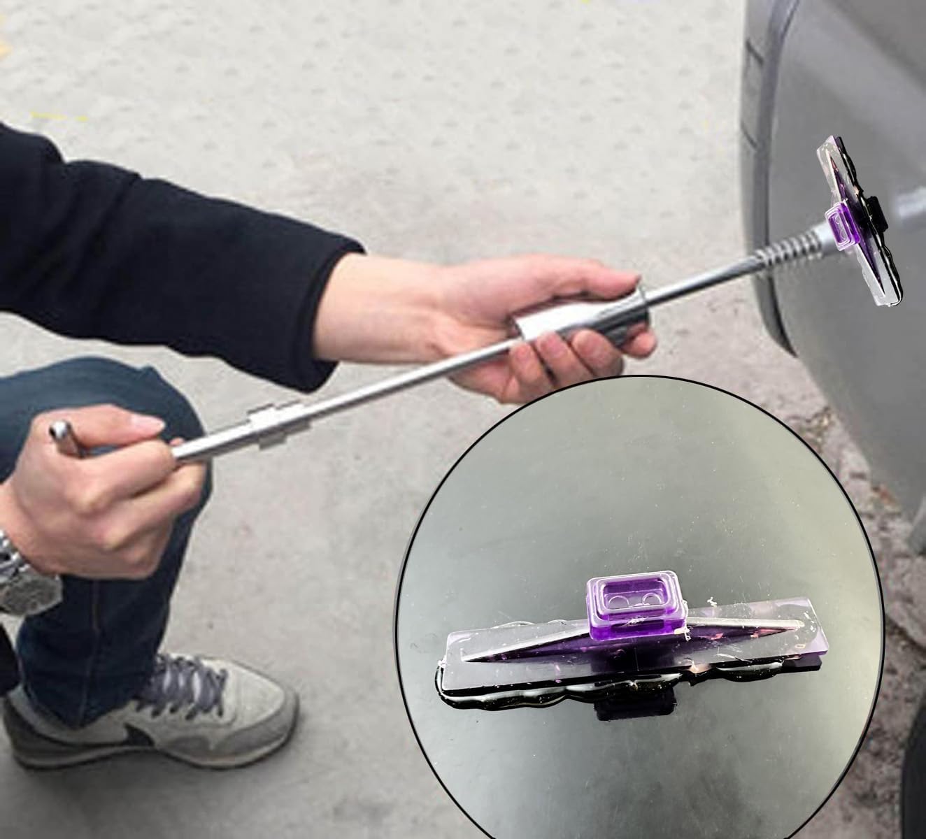 Dent Puller Tabs, 28Pcs Car Body Dent Removal Pulling Tabs,Paintless Dent Repair Tool, Ice Suction Cup Glue Tabs for Automobile Dent Repair Hail Damage Removal Tools (Purple)