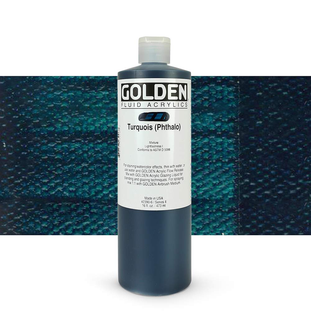 Golden : Fluid Acrylic Paint : 473ml (16oz) : Turquoise (Phthalo) — image 1