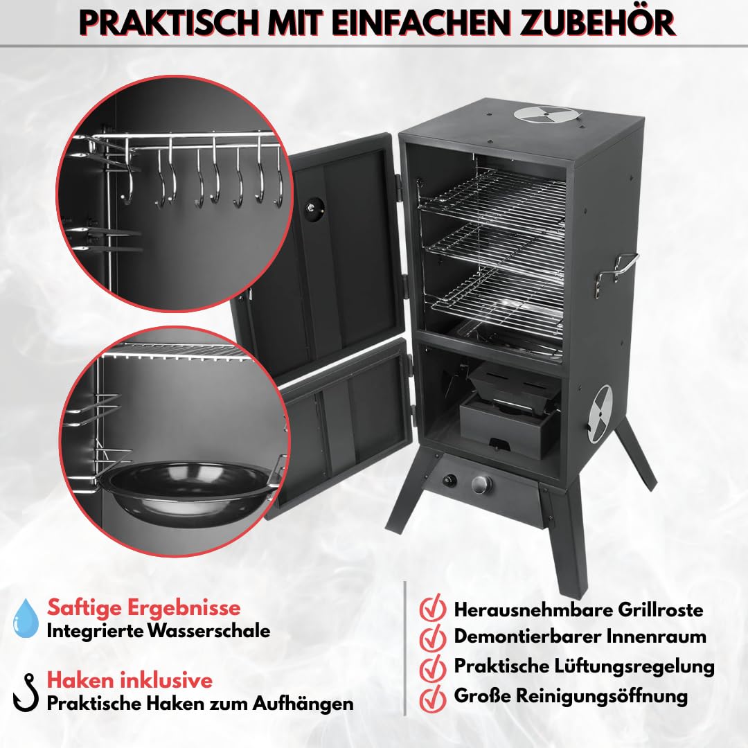 ACTIVA Premium Gas Räucherofen I Professioneller Smoker für ein einzigartiges Geschmakserlebnis I Tischräucherofen aus robustem & legiertem Stahl