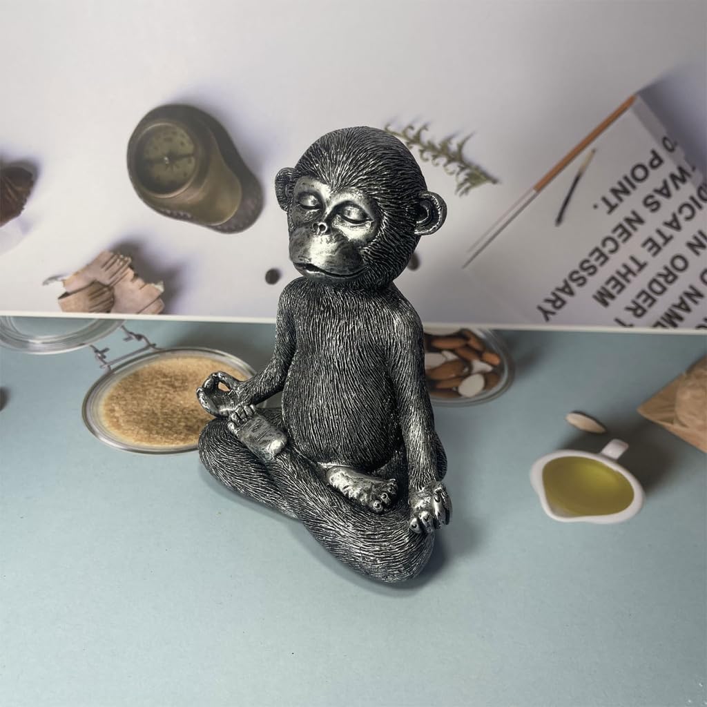 Miniature Garden Monkey Statues Resin Meditations Monkey Figurines for Outdoor Lawn Garden Decors Table Centrepieces