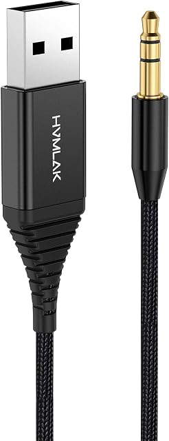 HVMLAK Bluetooth Aux Adapter for Car, USB Power Bluetooth 5.2 Receiver with 3.5mm Jack Kit Aux Input Microphone Handsfree Calling, Aux to Bluetooth Car Adapter for Home HiFi Stereo Speakers