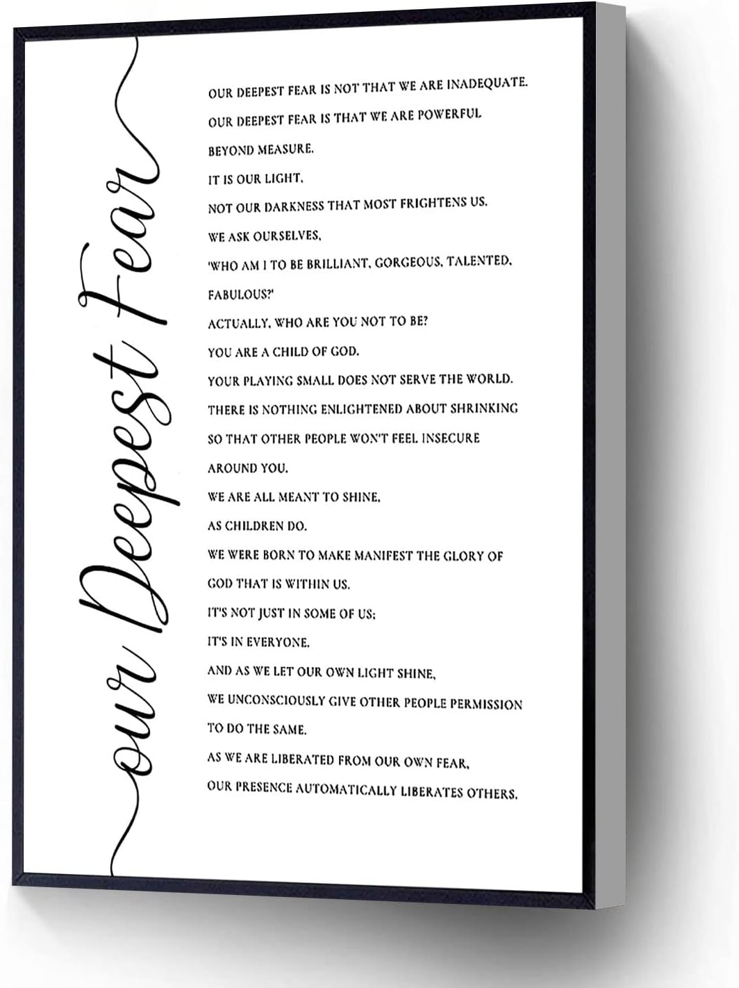 Amazon.com: RCVTVPV Our Deepest Fear Canvas Wall Art Inspirational Poem ...