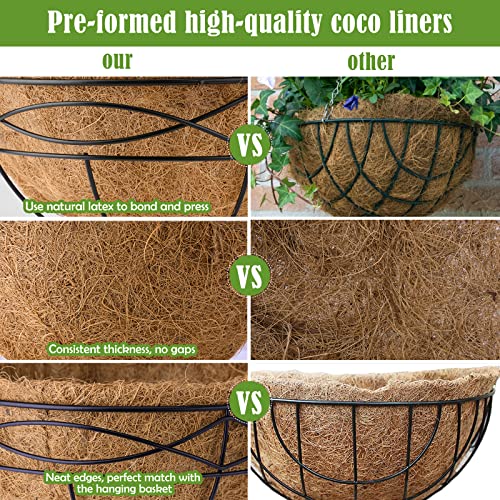 Karlliu 16 Inch Round Replacement Coco Liners For Hanging Basket Natural Coconut Fiber Liner For Flower Planter Coco Coir Pots For Outdoor Garden-2 Pack #TOP3