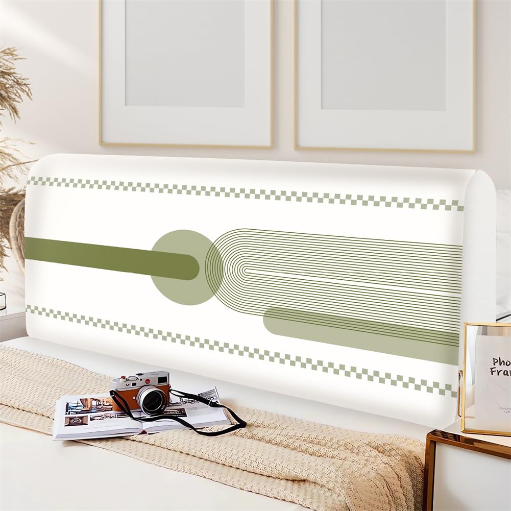 Hearda Funda para Cabecero de Cama, Suave Cómodo Elástica Cabecera, Todo Incluido Prueba de Polvo Cabecero, Protector de Cabecero Cama para Decoración Dormitorio (lineas Redondas,150cm)