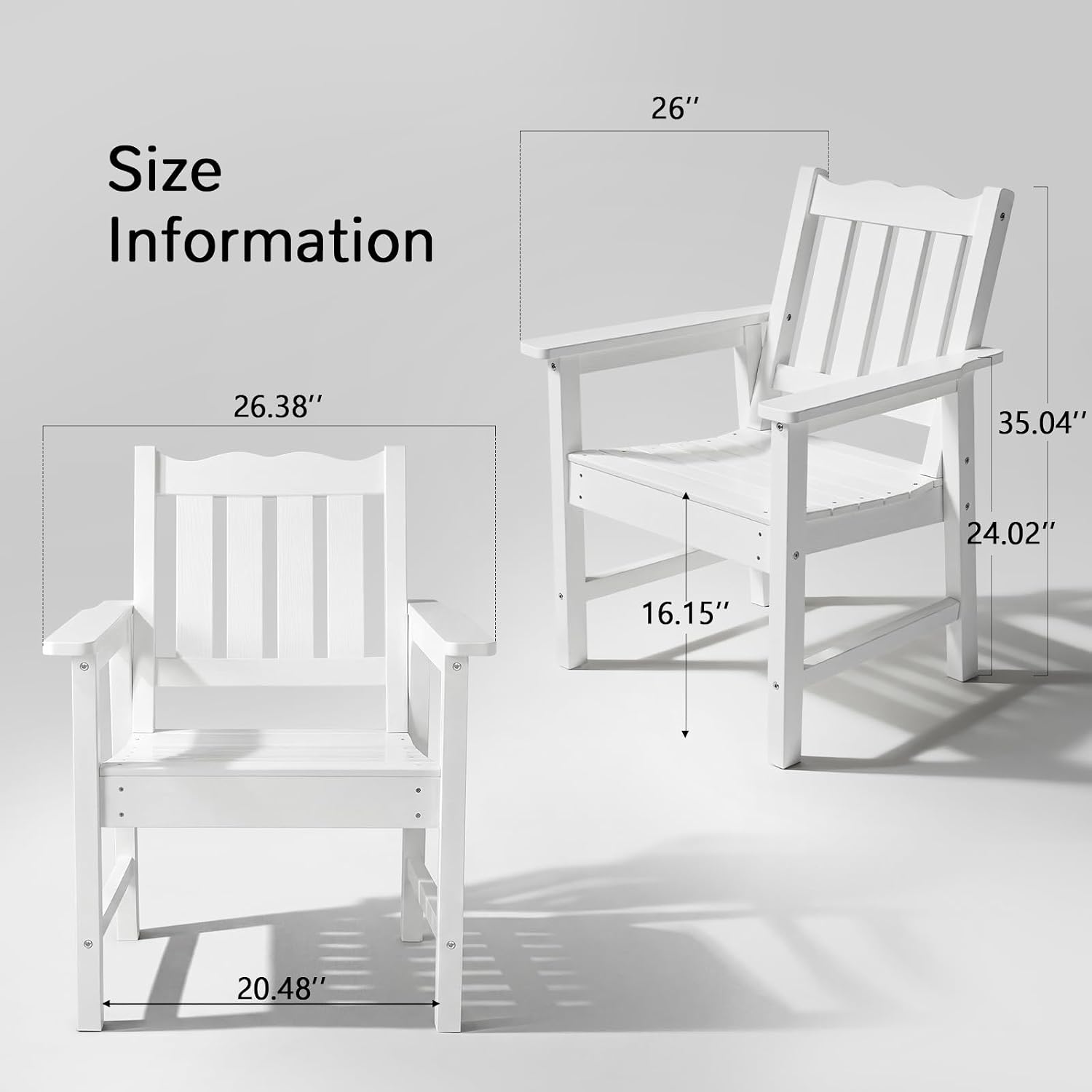 Stoog 3 Pieces All-Weather Patio Furniture Set, Include 2 Outdoor Chairs and 1 Outdoor Bench, White