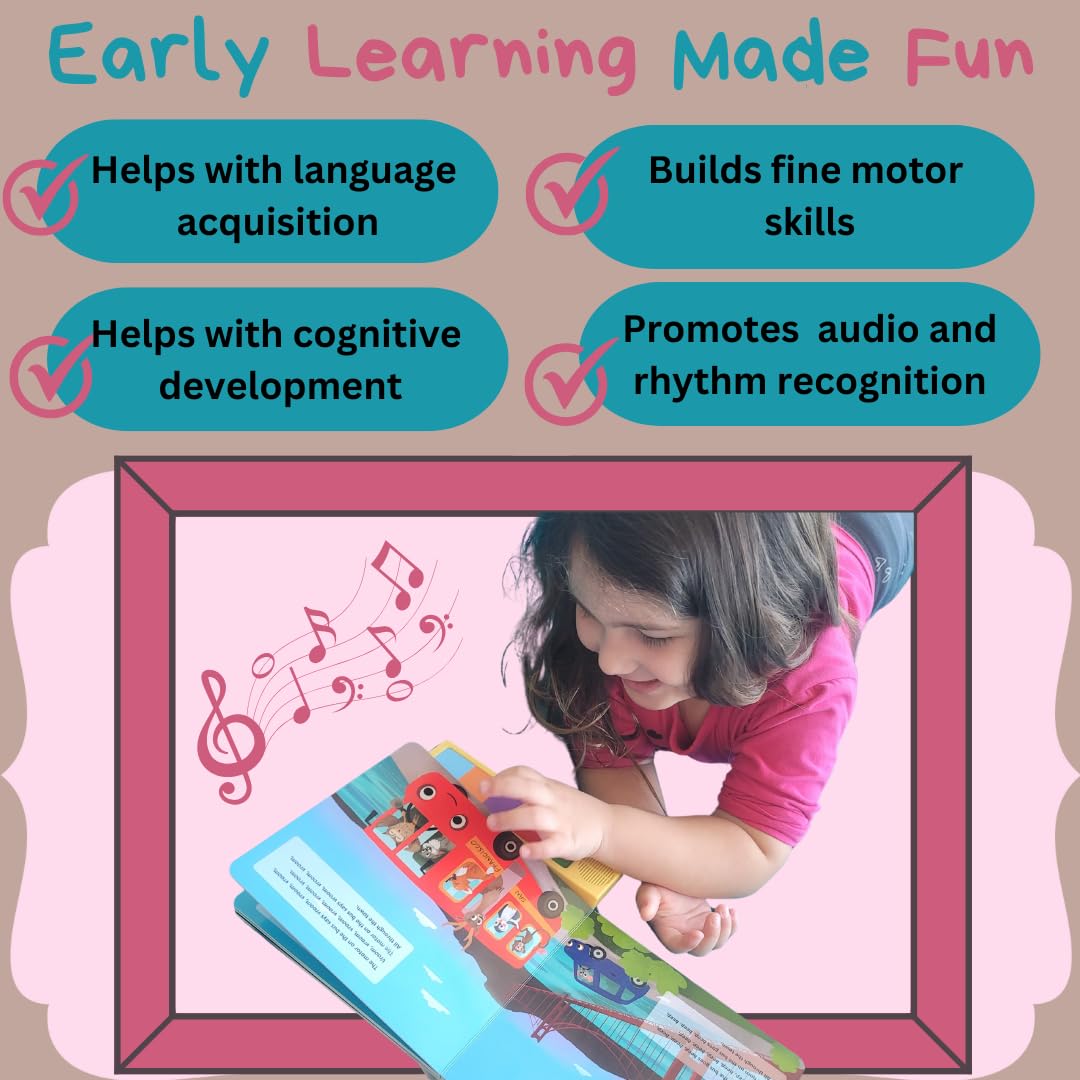 TOYS AND LOVE The Wheels on The Bus Interactive Music Toy for Toddlers, Sound Book for Young Kids