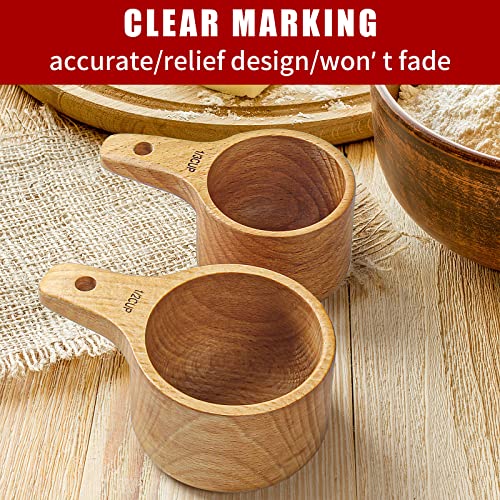 Paincco Wood Measuring Cups Set Of 4, Handcrafted With Wood Polish Finish, Natural Wooden Measuring Cups For Measuring Dry Ingredients For Cooking Baking, Easy To Clean #TOP2