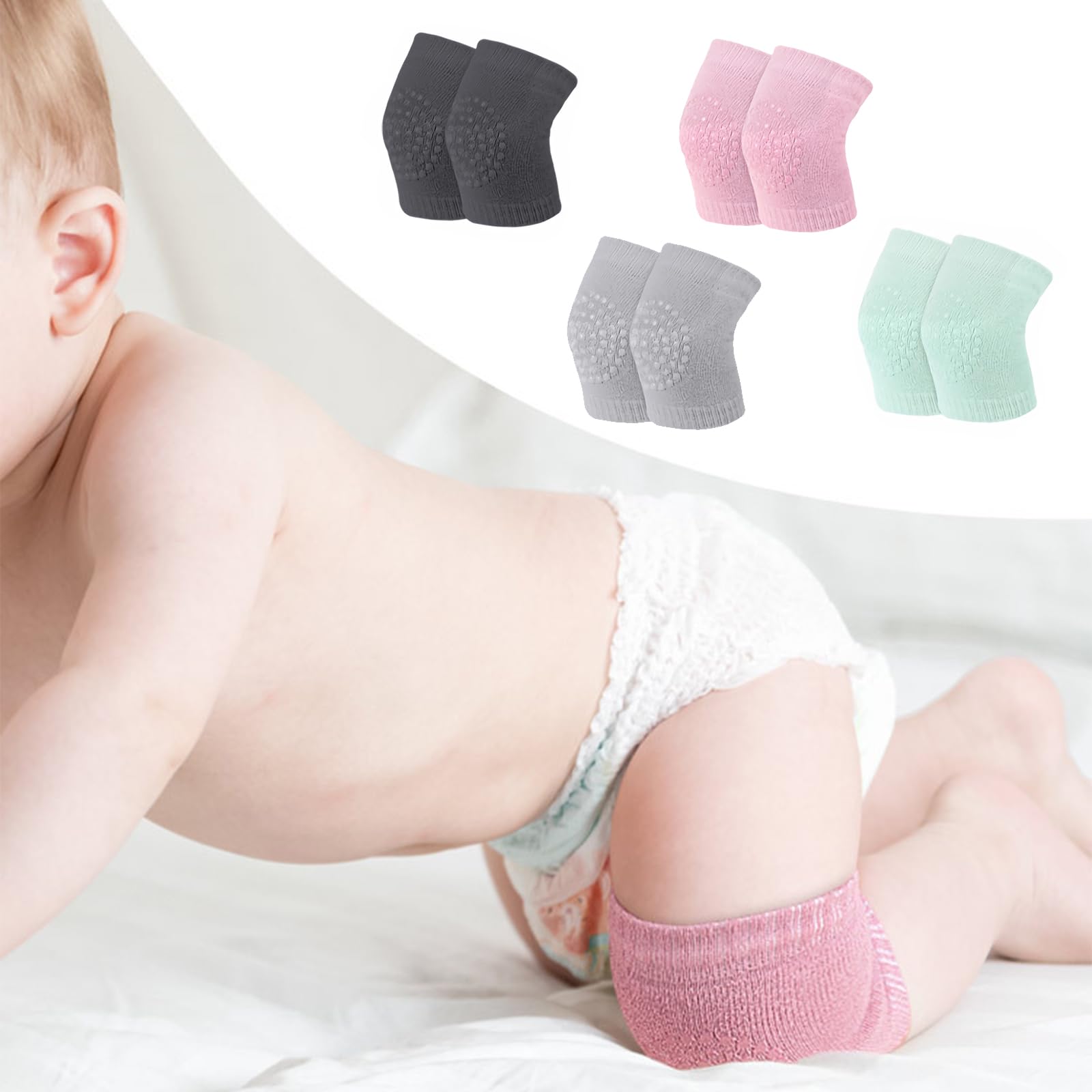 Knieschoner Baby Krabbeln 4 Paare Baby Knieschoner Zum Krabbeln 22g Krabbelhilfe Für Babys Anti-Fall und Anti-Rutsch, geeignet für Krabbeljungen und Mädchen Im Alter von 0–24 Monaten.