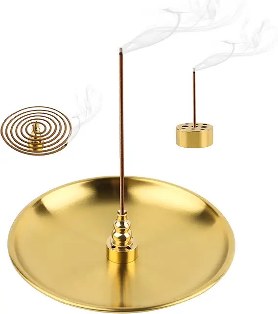 Brûleur Encens 3 en 1 en Laiton avec Récupérateur de Cendres 14cm - Brule Encens