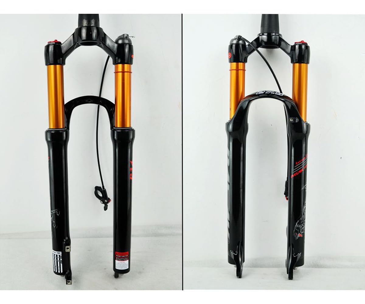 Horquilla de suspensión para Bicicleta de montaña MTB de 27,5 y 29 Pulgadas, Horquilla Delantera para Bicicleta, Tubo cónico de 1-1/8, Recorrido de 120 mm, liberación rápida de 9