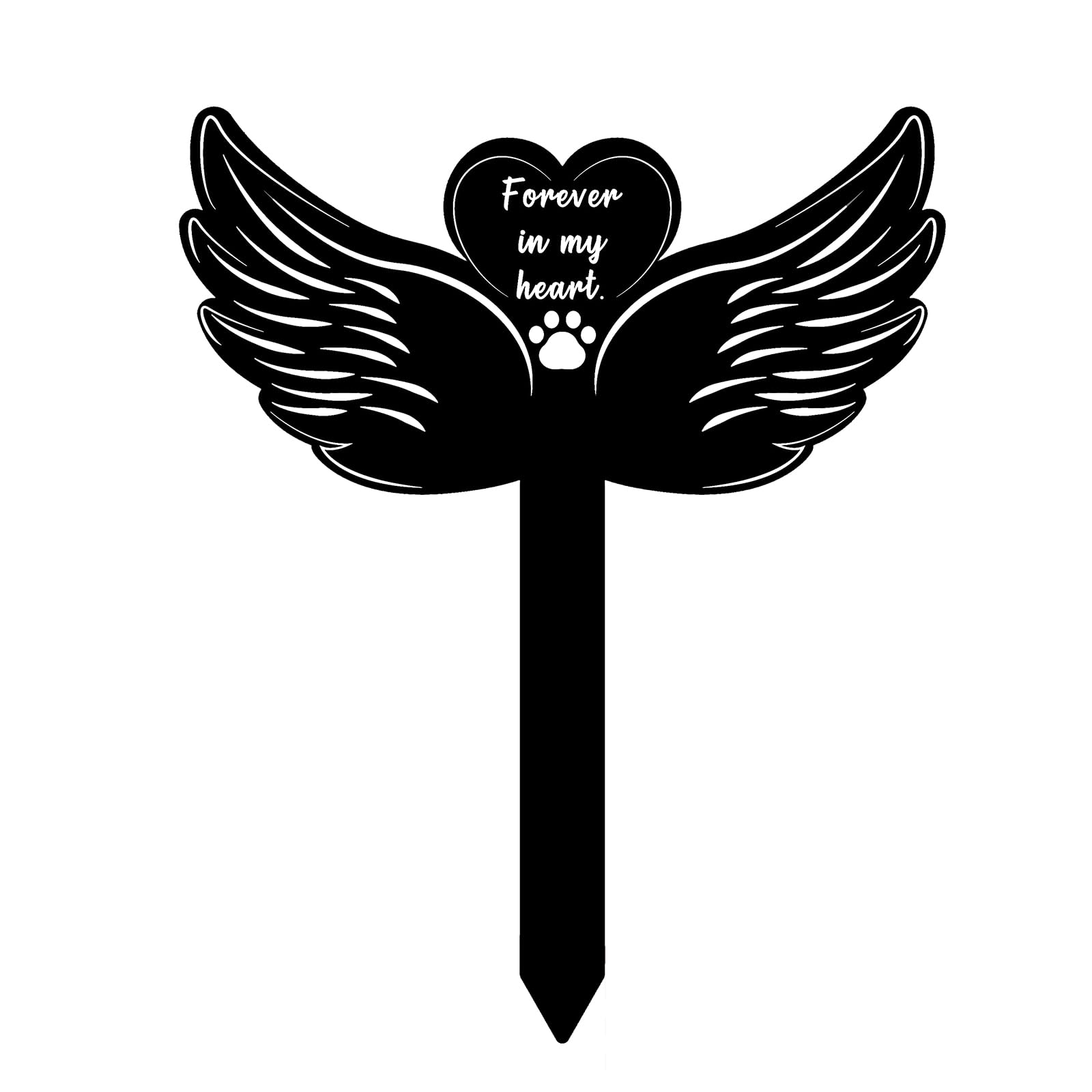 NQEUEPN Dog Grave Marker, Black Angel Wings Pet Memorial Stake with Words of Remembrance & Dog Paw Prints Sympathy Dog Grave Plaque Cemetery Markers Decorations for Outdoors Yard Garden