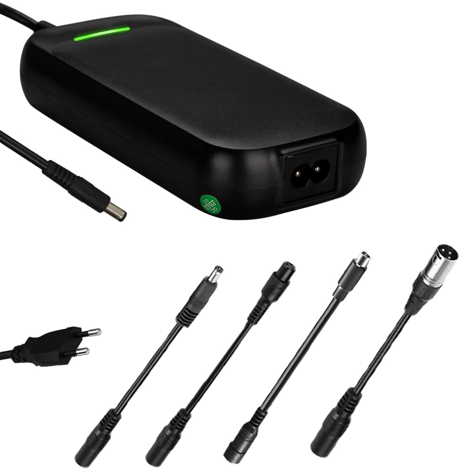 Chargeur Trotinette Electrique 54.6V 2A, Universel Chargeur Hoverboard avec 4 Connecteurs, 48V Chargeur Batterie de pour Velo Xiaomi M365 Ninebot Monocycle Scooter