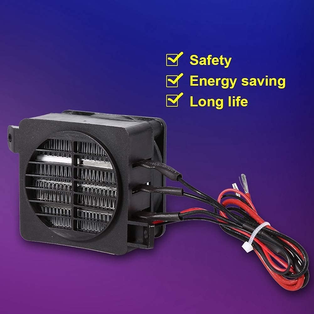 Zerodis 12V 100W Air Heater for Room Adjustable Energy Saving PTC Constant Temperature Thermistor Insulation Type Car Fan Heating Element(2.4 × 2.4 × 1.7inch)