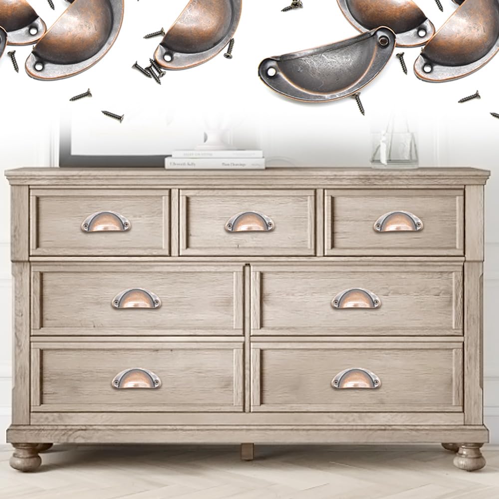 12 Maniglie Mobili Vintage Bianche - Pomelli A Conchiglia 81x35mm, Con Viti, Per Cucina E Armadi - Foto 2