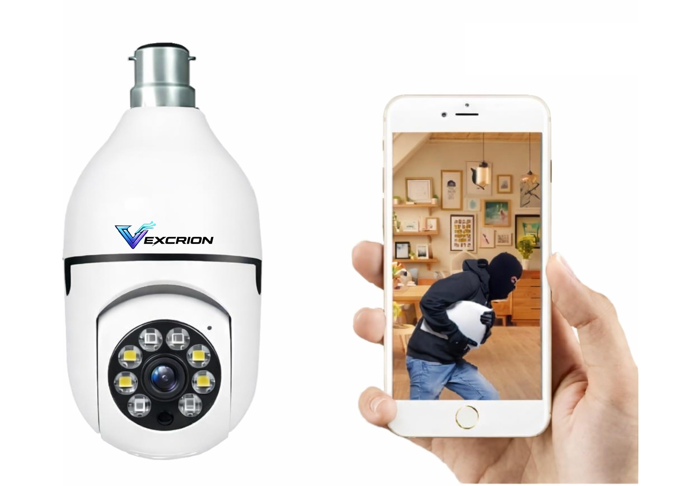 2MP HD WiFi Bulb Camera 360° PTZ Night Vision Home CCTV Cam Security Camera (128 GB)-image-47