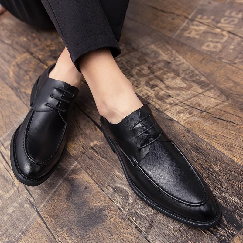 Men's Vintage Leather Oxford Shoes Fashion Round-Toe Lace-Up Casual Dress Business Comfortable Walking Shoes2