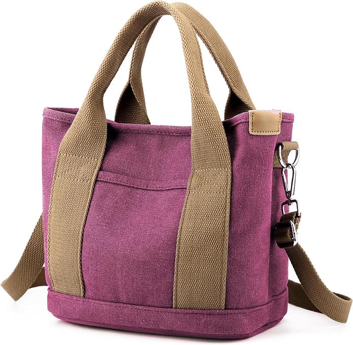 Image of Canvas Tote Bag for Women,Small Totes Bags with Zipper Crossbody Purse with Pockets Large Shoulder Handbag,2 Sizes