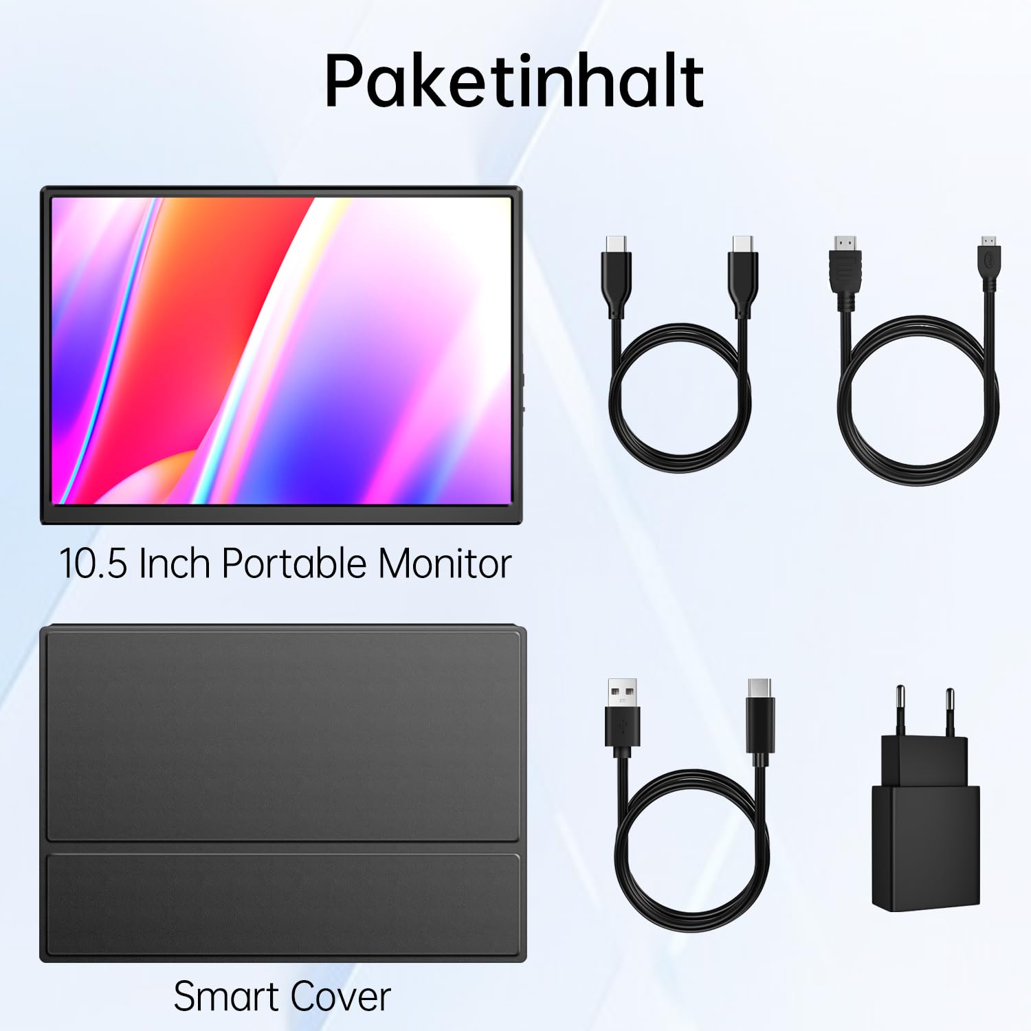 CAPERAVE Mini Portable Monitor 10,5 Zoll 1920x1280 FHD IPS Bildschirm, USB C HDMI tragbarer Gaming-Monitor, Mobiler Monitor für Laptops,PCs,Phone,Mac,Xbox,PS4,Switch, mit Schutzhülle