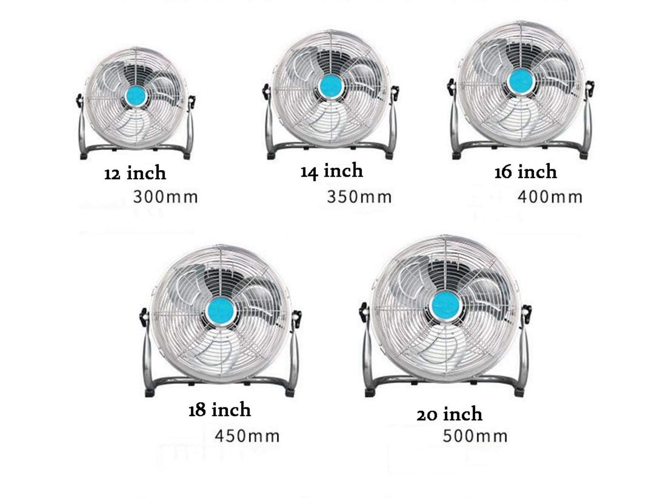 Ventilador de suelo industrial de alta velocidad, circulador de aire ajustable para gimnasio, cocina, hogar, uso comercial, metal cromado, 4 ajustes de velocidad de 14 pulgadas
