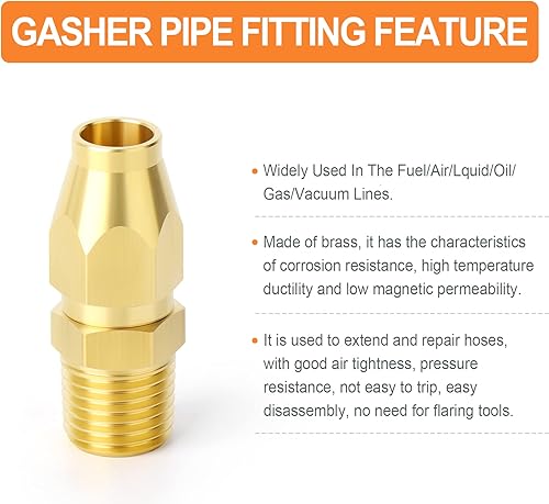 Miniatura 4 de GASHER 5 accesorios de repuesto neumáticos de latón accesorios de reparación de extremo de manguera reutilizables de 14 pulgadas manguera de