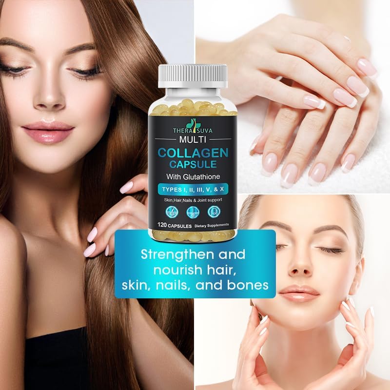 Miniatura 4 de Complejo completo de colágeno múltiple, tipos I, II, III, V y X + biotina + vitaminas para el cabello, la piel, las uñas y las articulaciones, 120