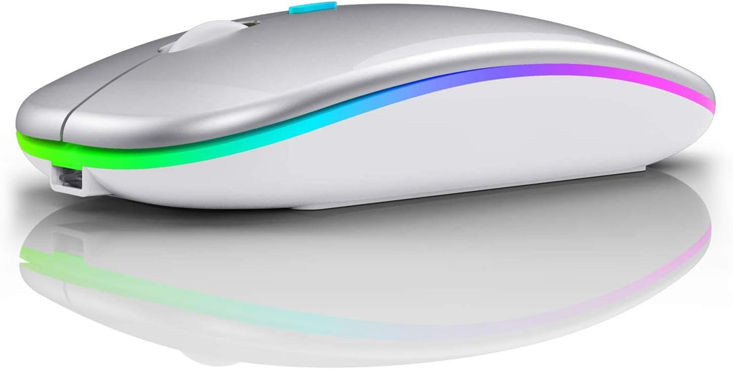 LiBO&HKBO Bluetooth Mouse Dual Mode 2.4Ghz Wireless Mouse, LED, Rechargeable, Mute button, Portable Optical Office Mouse, for PC, MacBook, Laptops, Windows, Mac OS, iPad OS