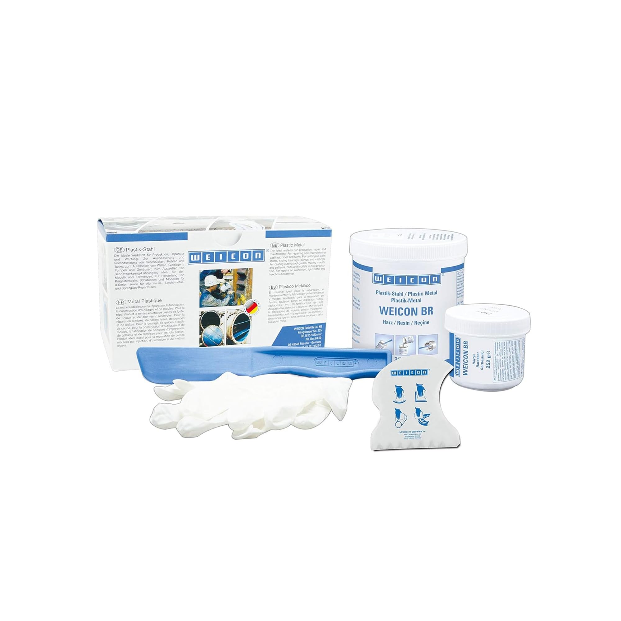 WEICON BR Resina epossidica plastica acciaio 500 g Riparazione di parti in bronzo bronzo