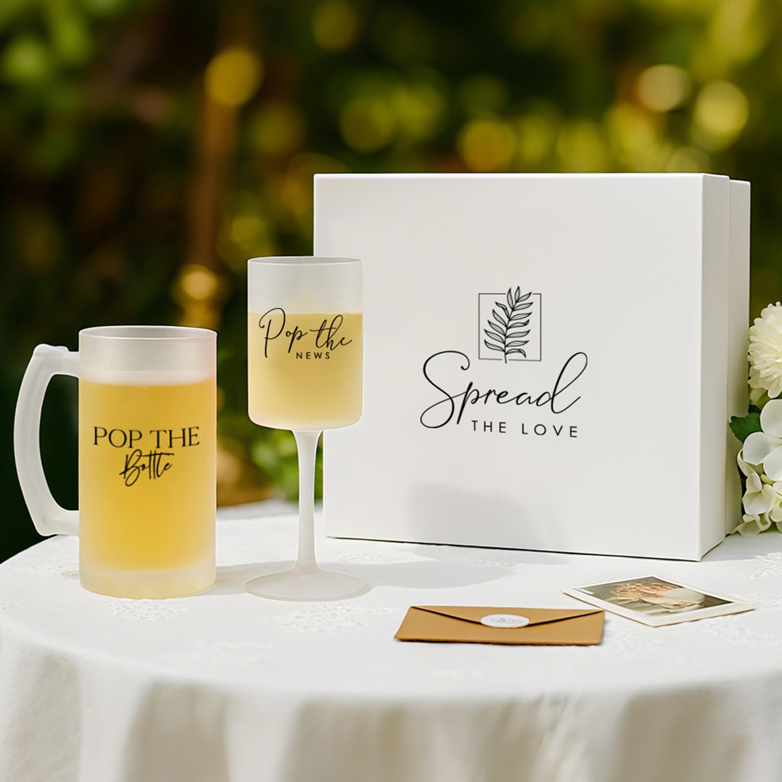 AW BRIDAL Engagement Gifts for Couples 2026, Frosted Glass Champagne Flute and Beer Mug Set, Newly Engaged Gift for Her &amp; Him, Bride and Groom Toasting Glasses for Wedding, Anniversary, Bridal Shower