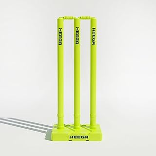 Heega Plastic Cricket Stumps Set with Base & Bails | Durable, Portable & Ideal Wickets for Practice, Match, and Training (Neon Yellow) (Set of 1)-picture-37