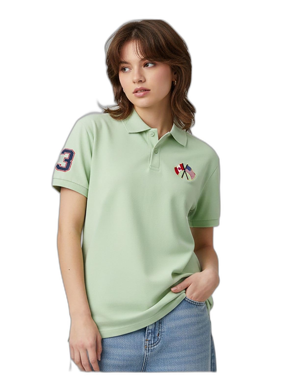 Merriment Printed Women Polo Neck Light Green T-Shirt (WOM1003-Pista_XXL)_PT-image-4