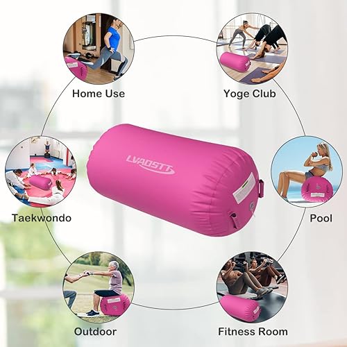 Miniatura 6 de Gymnastics Roller Air Barrel Roller Air Spot, Inflatable Tumbling Mat Tumble Track Gymnastic Equipment Balance Cylinder with Pump for Yoga