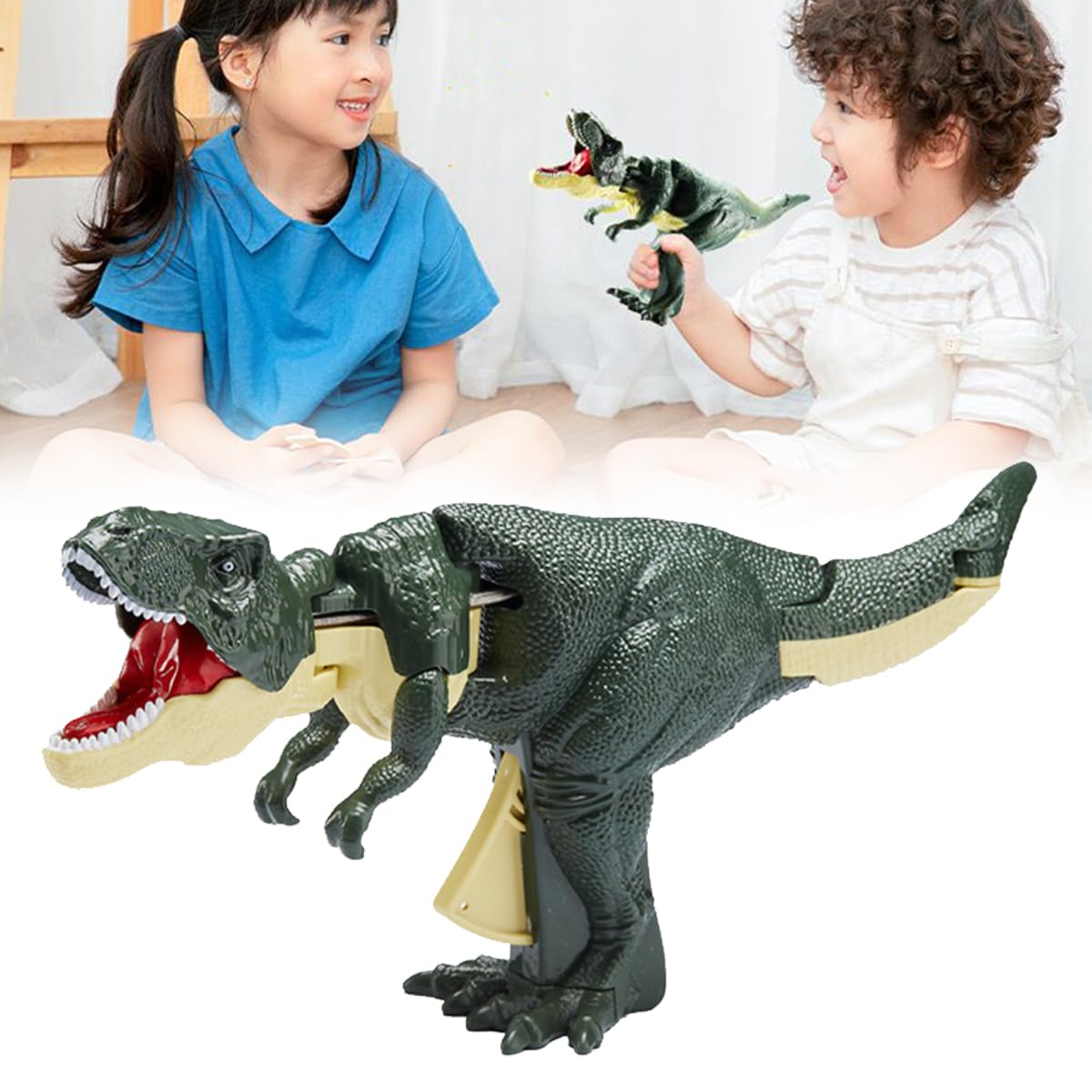 QEOTOH BiteFury The T-REX,Fun Trigger The T-REX Dinosaur Toy with Bite Roar Sounds Head and Tail Wagging,Nodding Bitefury The T-Rex Fun Toys for Kids 3-7,Kids Toys Gifts (without sound effects,1pc)