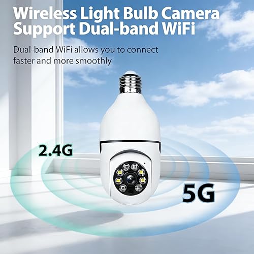 Miniatura 3 de Hawkray - Cámara de seguridad con bombilla de luz -5G y 2.4 GHz, WiFi 2K 3 MP, cámaras de seguridad inalámbricas, detección de movimiento al aire