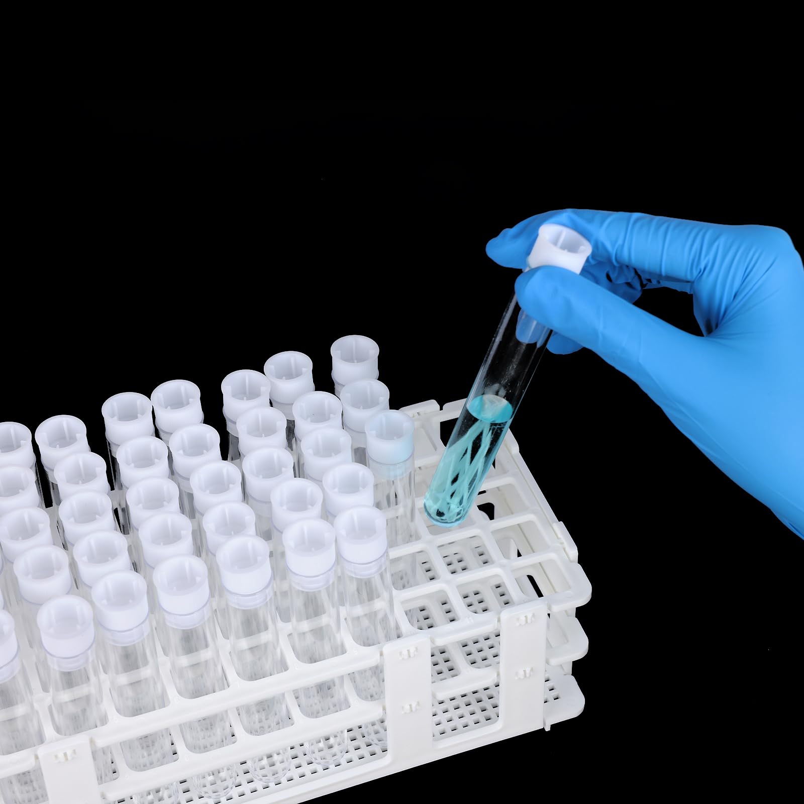 Stonylab Juego de Tubos de Ensayo de Plástico 16 mm 60 Piezas con Soporte 10 ml