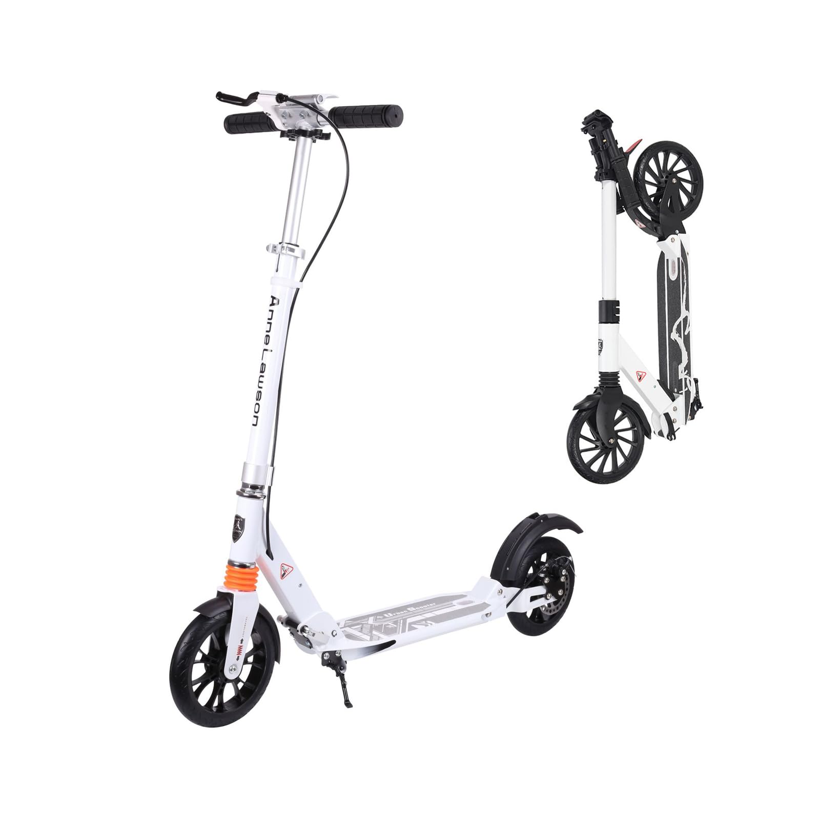 Kick Scooter for Teens & Adults, 8" Big Wheels Kick Scooter,Folding Kick Scooter, 3 Adjustable Height, Dual Shock-Absorbing and Dual-Brake System,Lightweight Sports Commuter Scooter, Up to 22