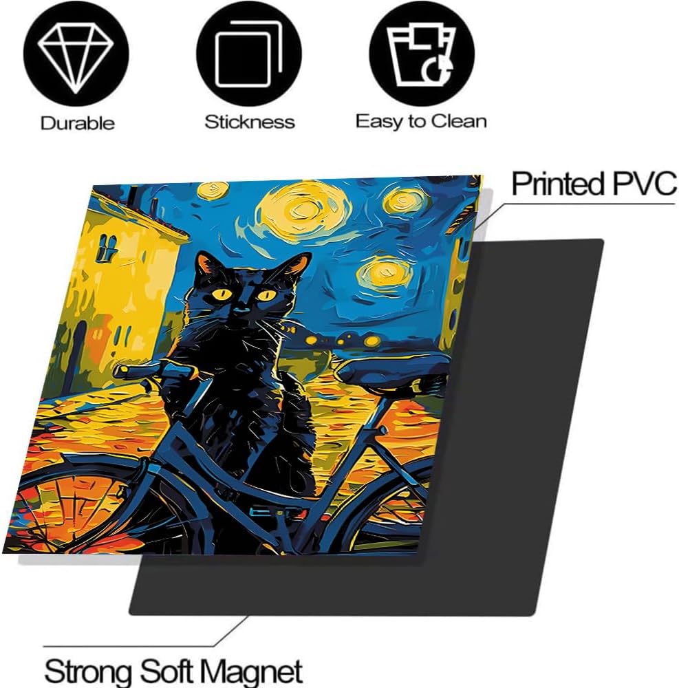 Starry Night Black Cat Dishwasher Panel Decals Magnetic Sticker, Famous Animal Oil Painting Decorative Dishwasher Door Magnet Full Cover Refrigerator Door Cover, Magnetic 23x26 Reusable