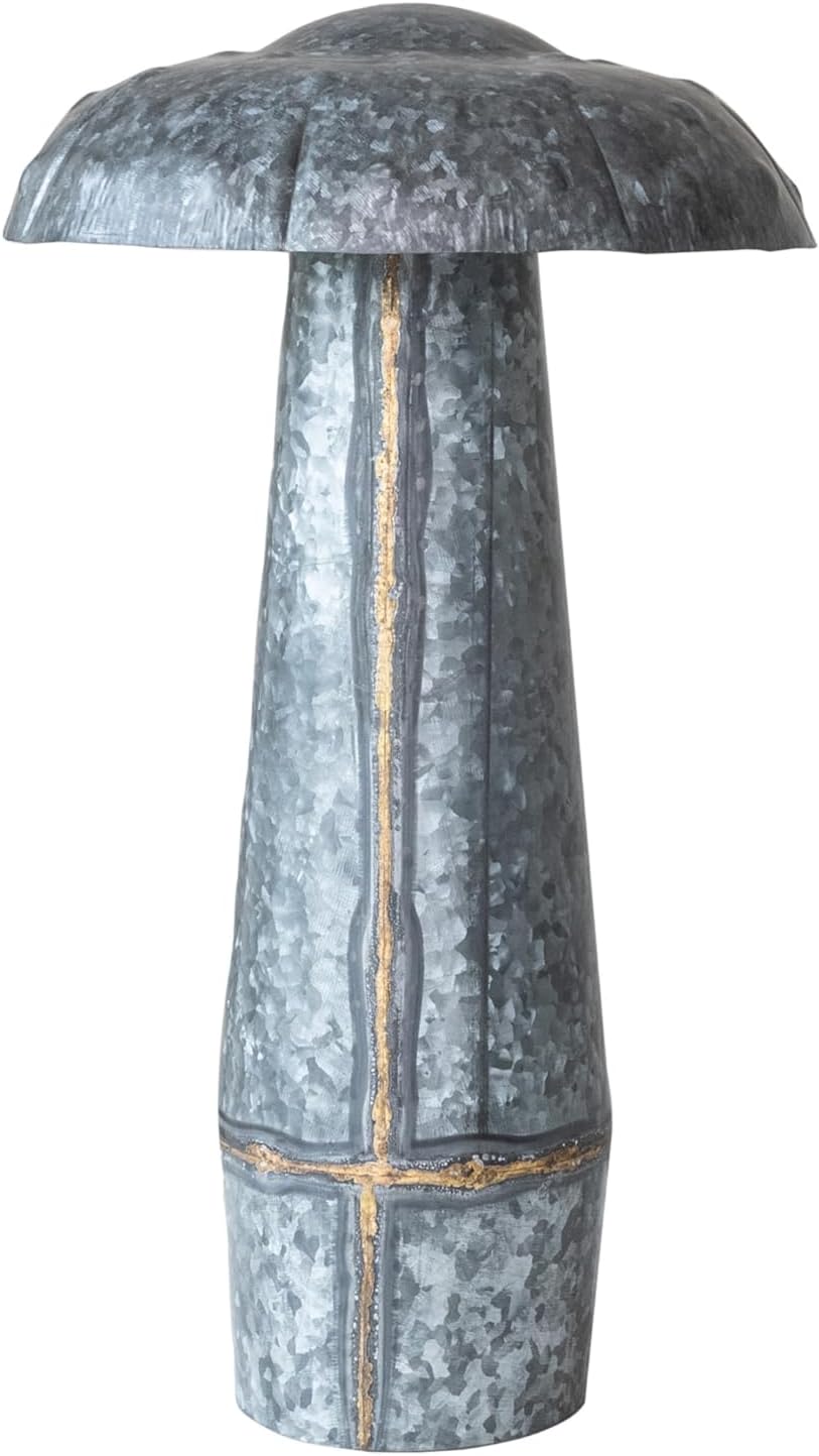 Creative Co-Op Galvanized Metal Indoor/Outdoor Mushroom Décor, Grey