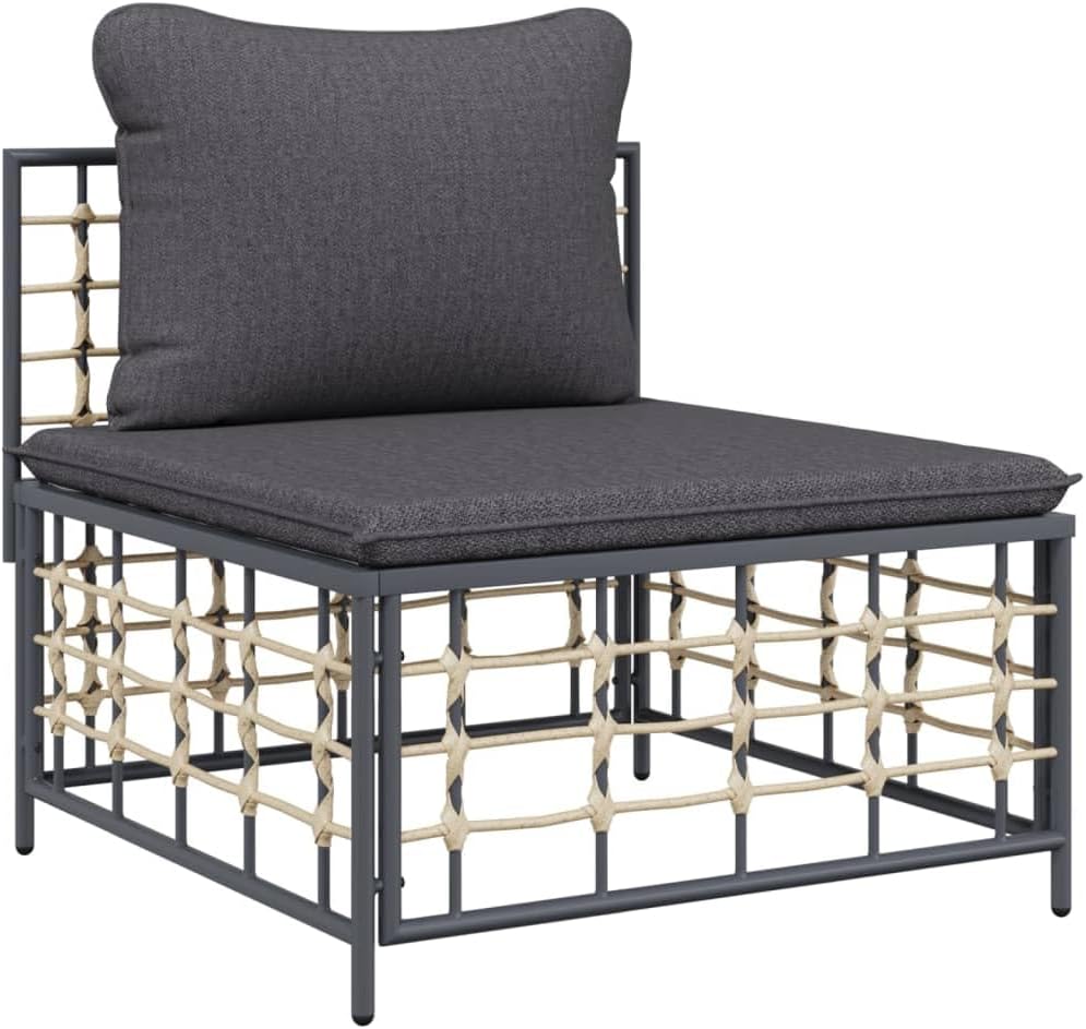 8 Piece Patio Lounge Set sectional Couch,Couch sectional,Convertible sectional Sofa,Couch,Sofa,couches for Living Room, Couch,with Cushions Anthracite Poly Rattan